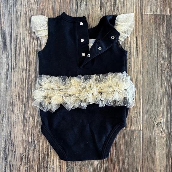 Baby Essentials My Little Black Dress Tutu Bodysuit Onesie Size 9M Embroidered - Picture 6 of 9